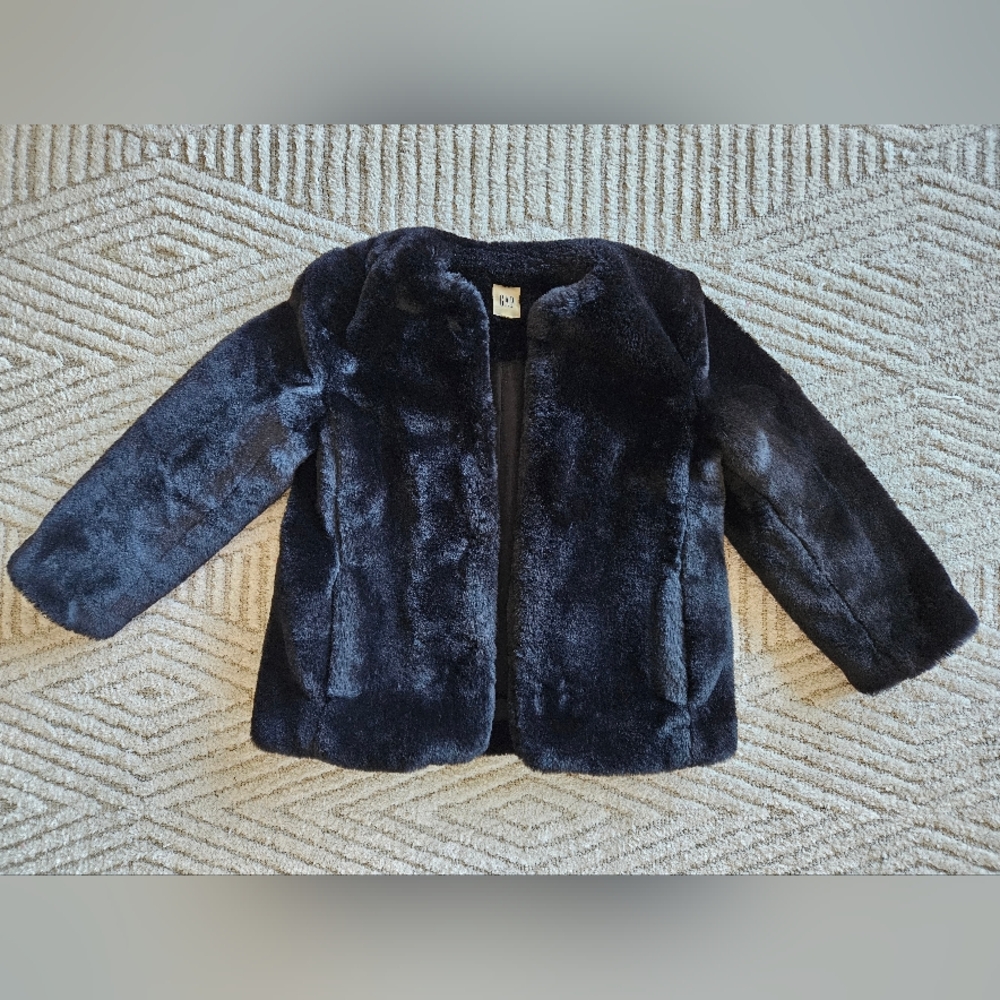 Black Faux Fur Coat Jacket Women's Size M